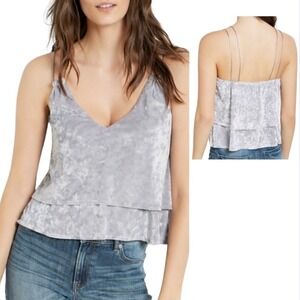 Express One Eleven Womens NWT Silver Gray Crushed Velvet Tiered Camisole‎ Top L